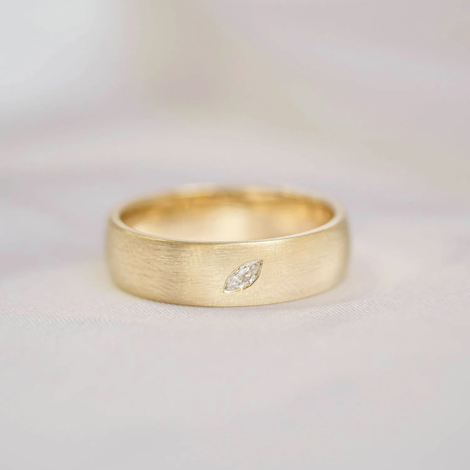 6mm Satin Finish Marquise Diamond Men's Ring