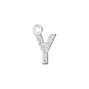 Alphabet Pendant, Letter 'Y' with Rings 7mm, Sterling Silver (1 Piece)