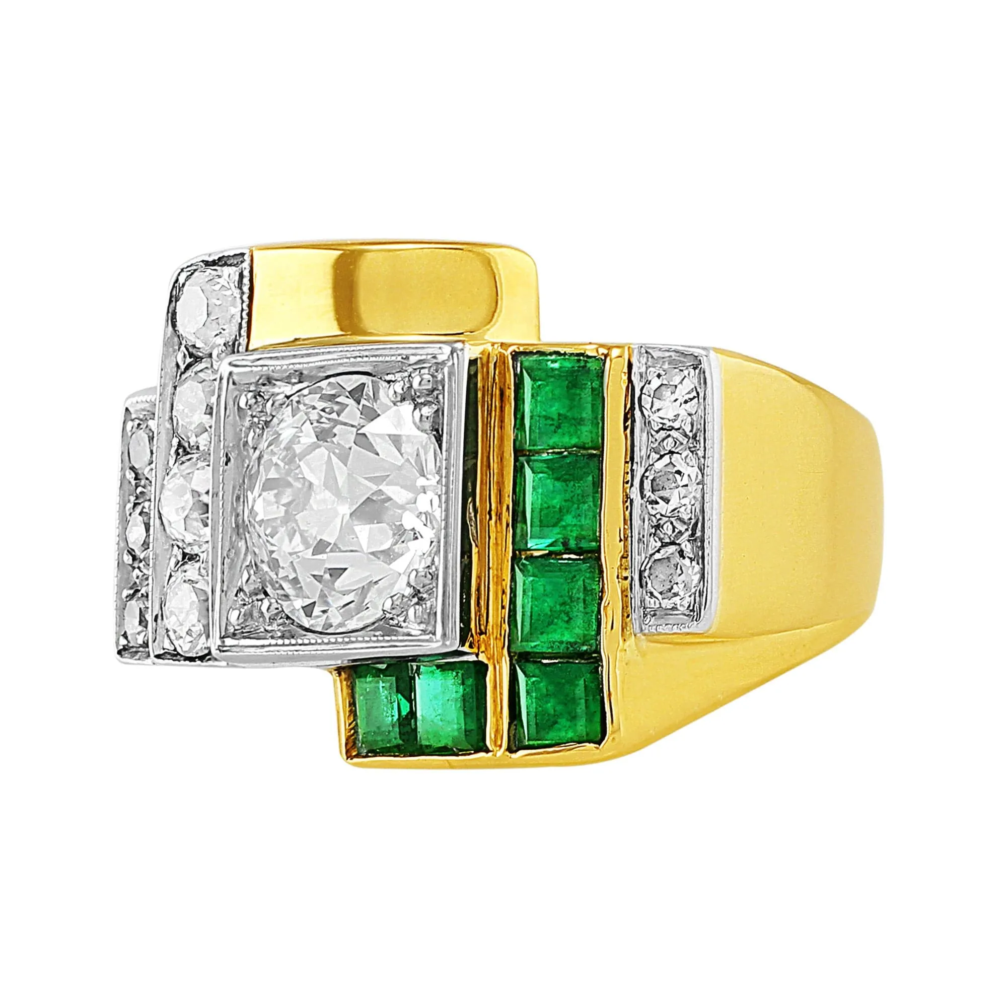 Art Deco Diamond Emerald Ring
