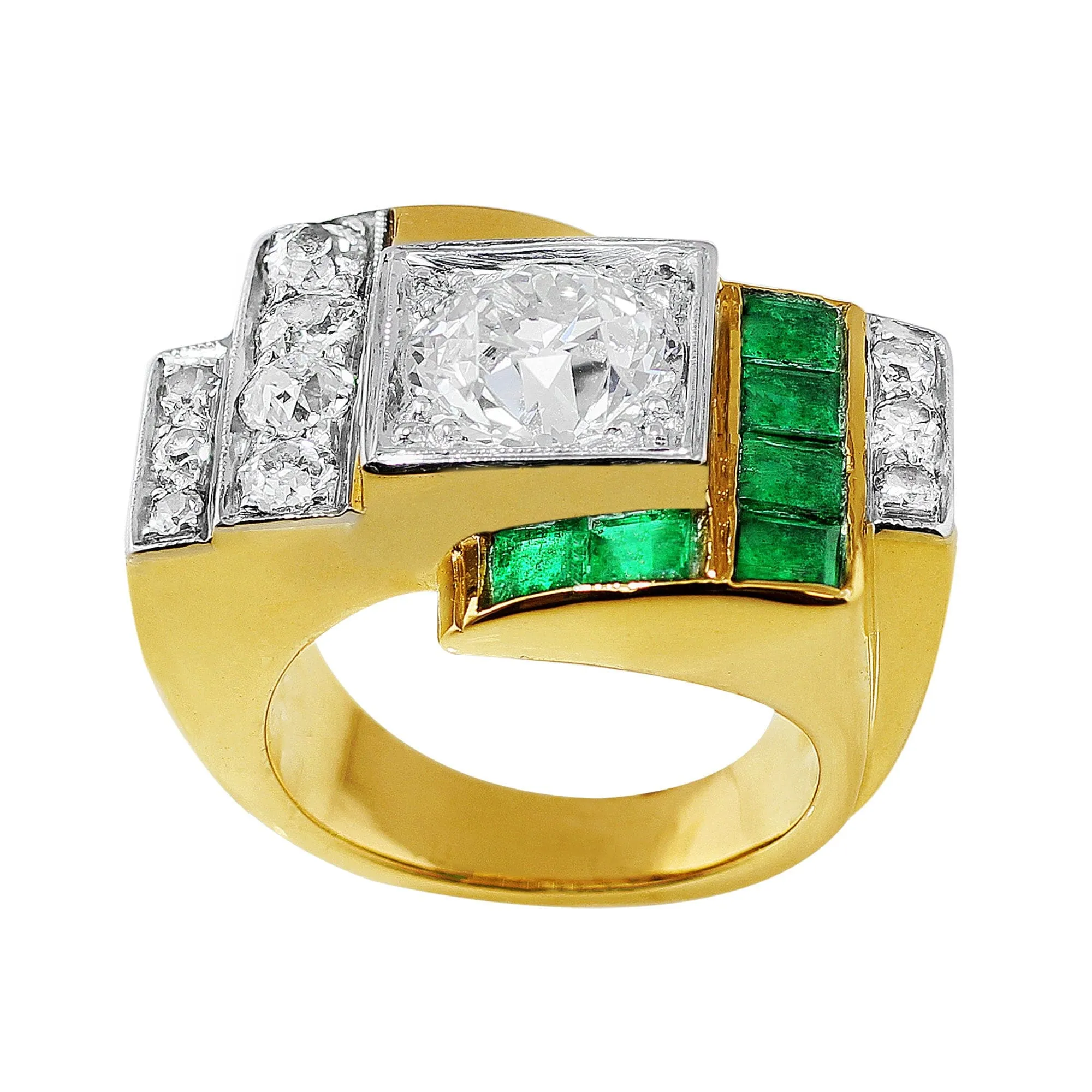 Art Deco Diamond Emerald Ring