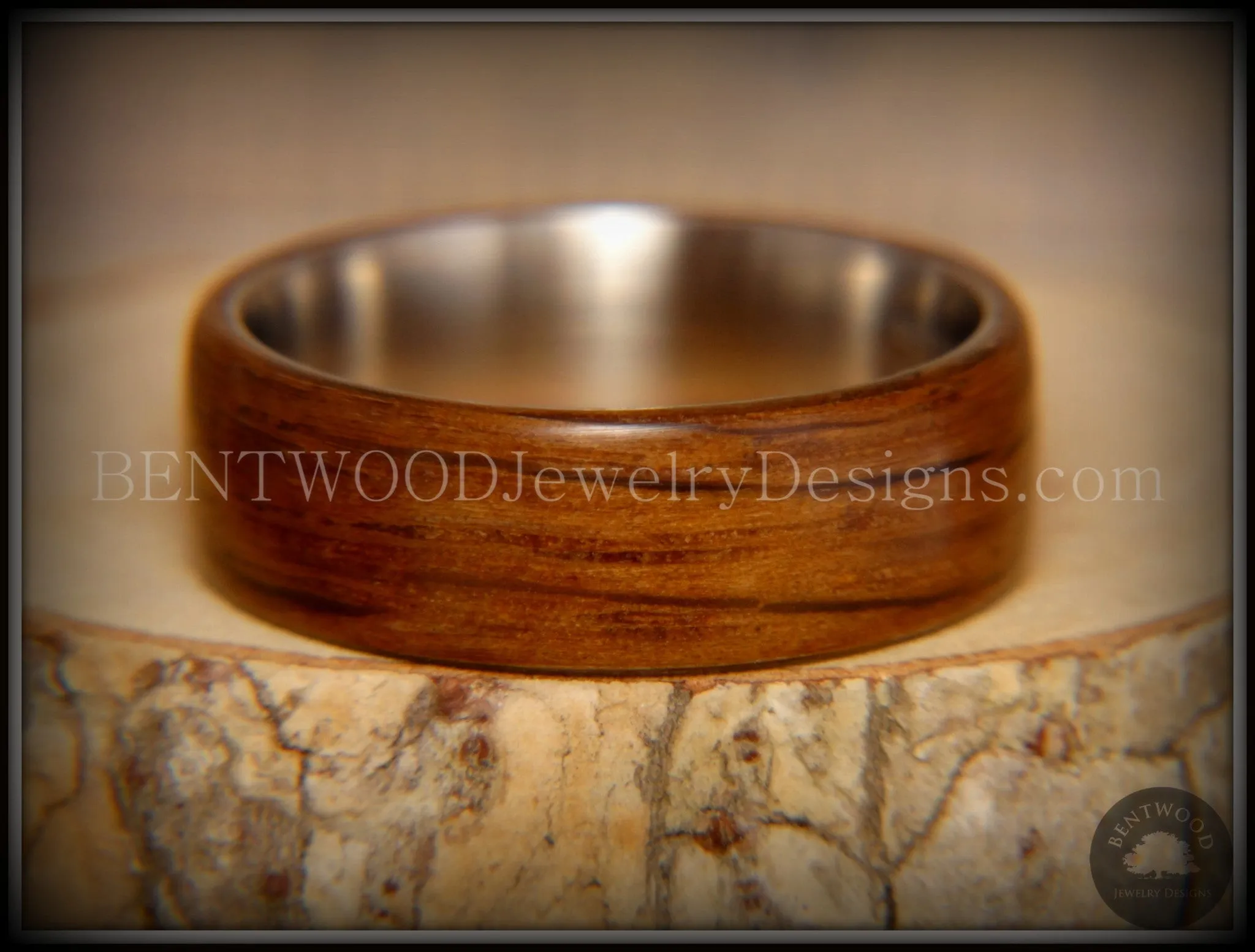 Bentwood Ring - "Ancient" 6000 Year Old Light Bog Oak on Titanium Core *** Limited Supply ***