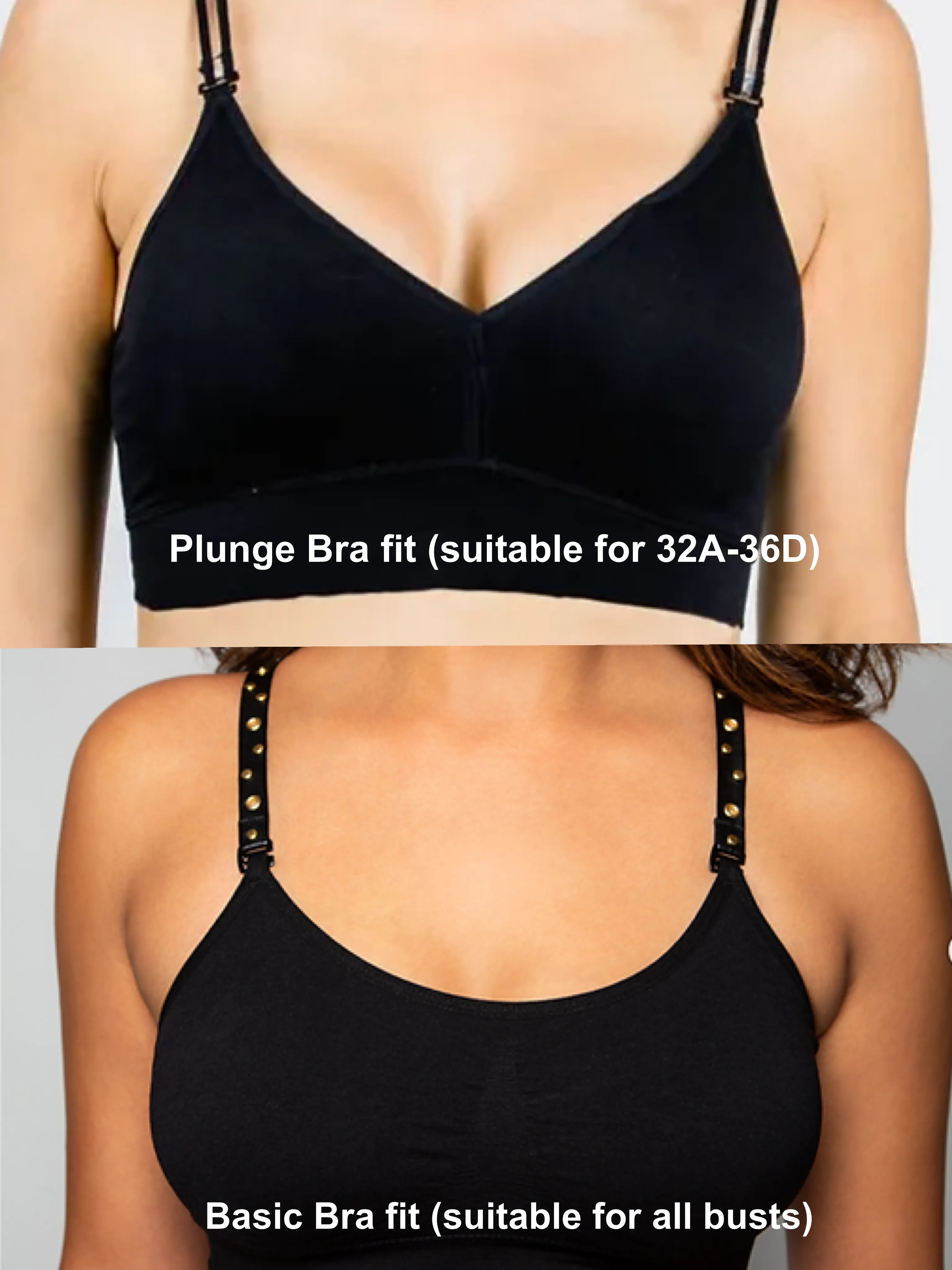 Black Basic Bra With Silver V-Straps