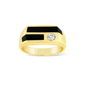 Black Onyx & Diamond Men's Ring