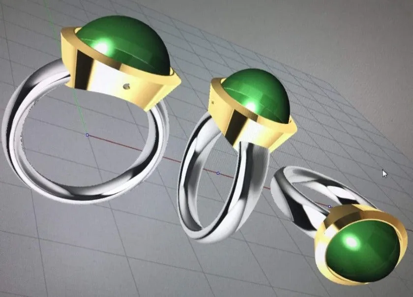 Custom | Bezel Set Ring, 18k Gold   Cabochon Tourmaline