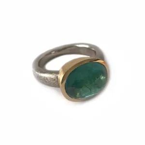 Custom | Bezel Set Ring, 18k Gold   Cabochon Tourmaline