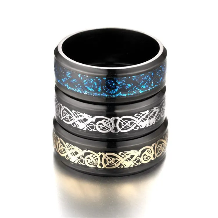 Dragon Pattern Men's Stainless Steel Rings