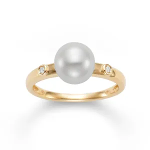 Freshwater Pearl & Diamond Bezel Castone Mia Ring