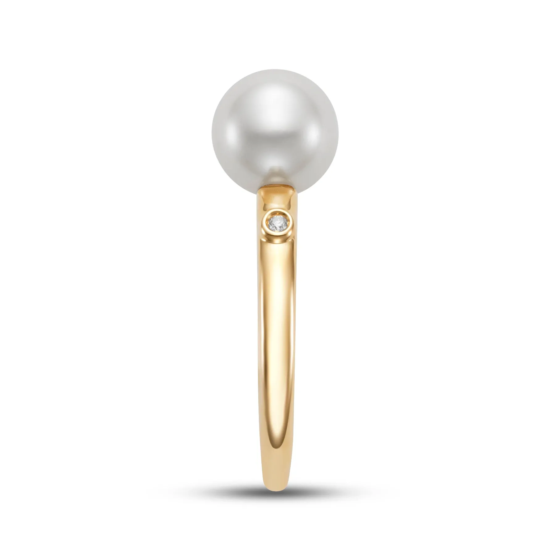 Freshwater Pearl & Diamond Bezel Castone Mia Ring