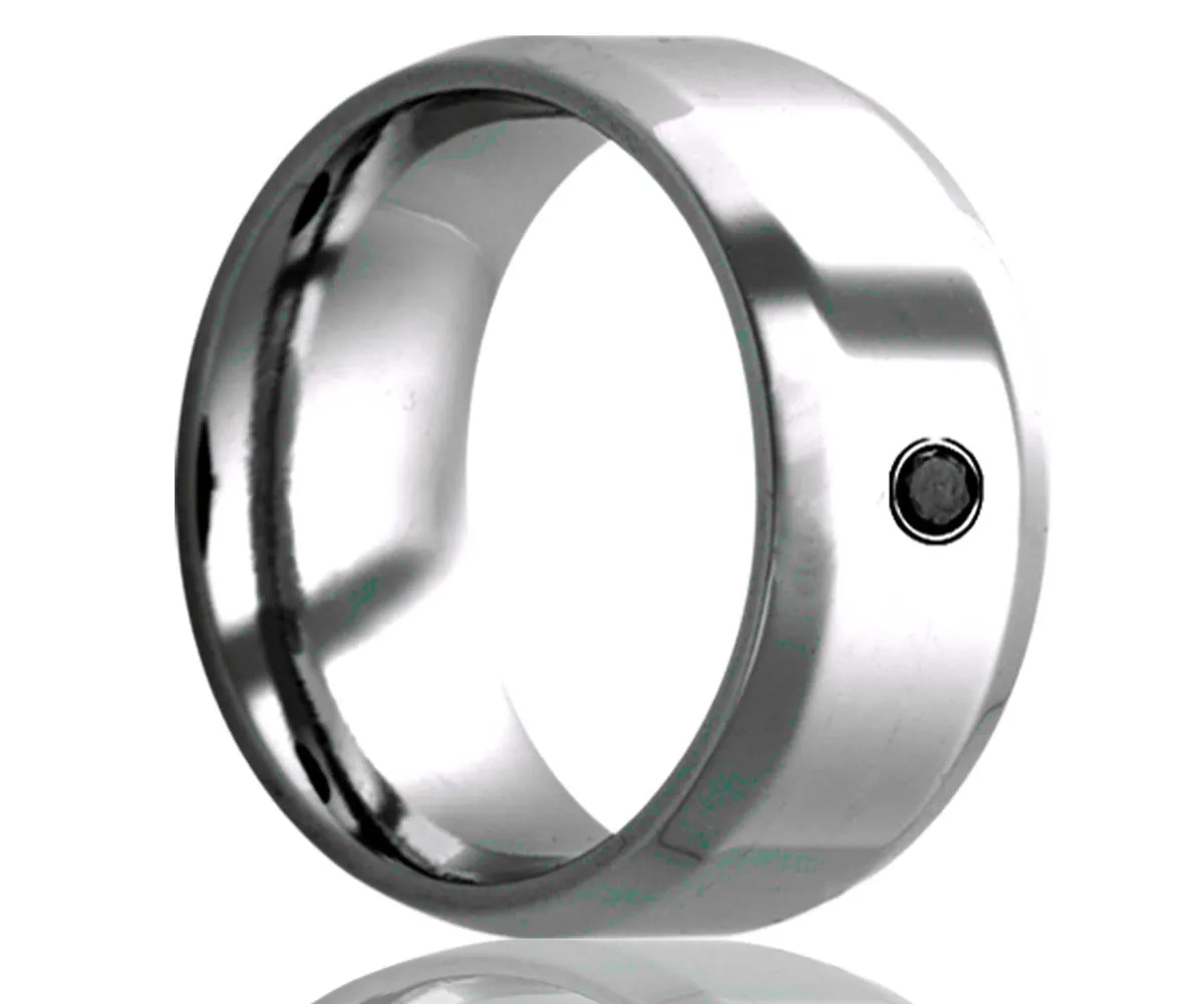 Men's Beveled Edge Tungsten Black Diamond Ring