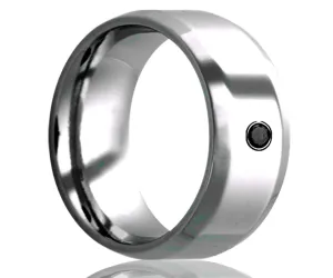 Men's Beveled Edge Tungsten Black Diamond Ring