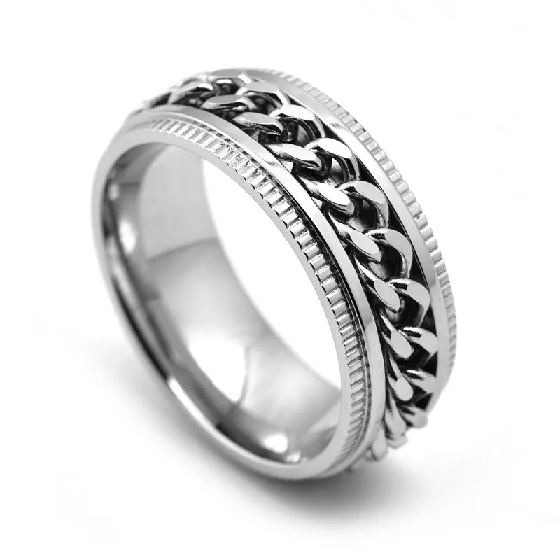 Men's Cool Stainless Steel Spinner Rings with Fidget Band