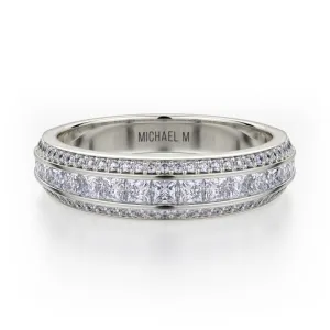 Michael M 18k White Gold Princess Diamond Women's Wedding Band
