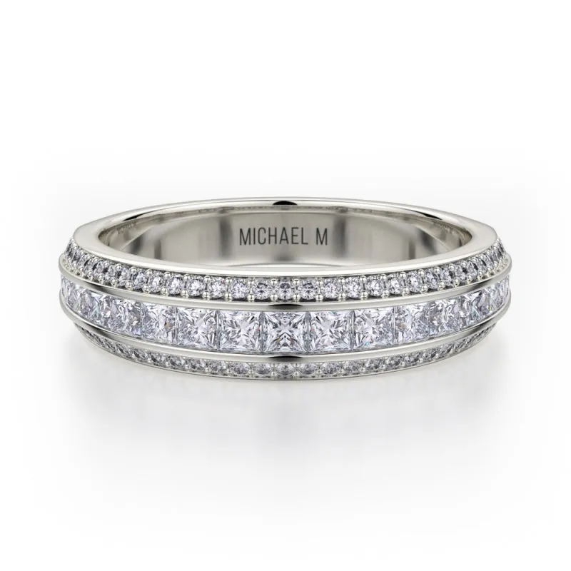 Michael M 18k White Gold Princess Diamond Women's Wedding Band