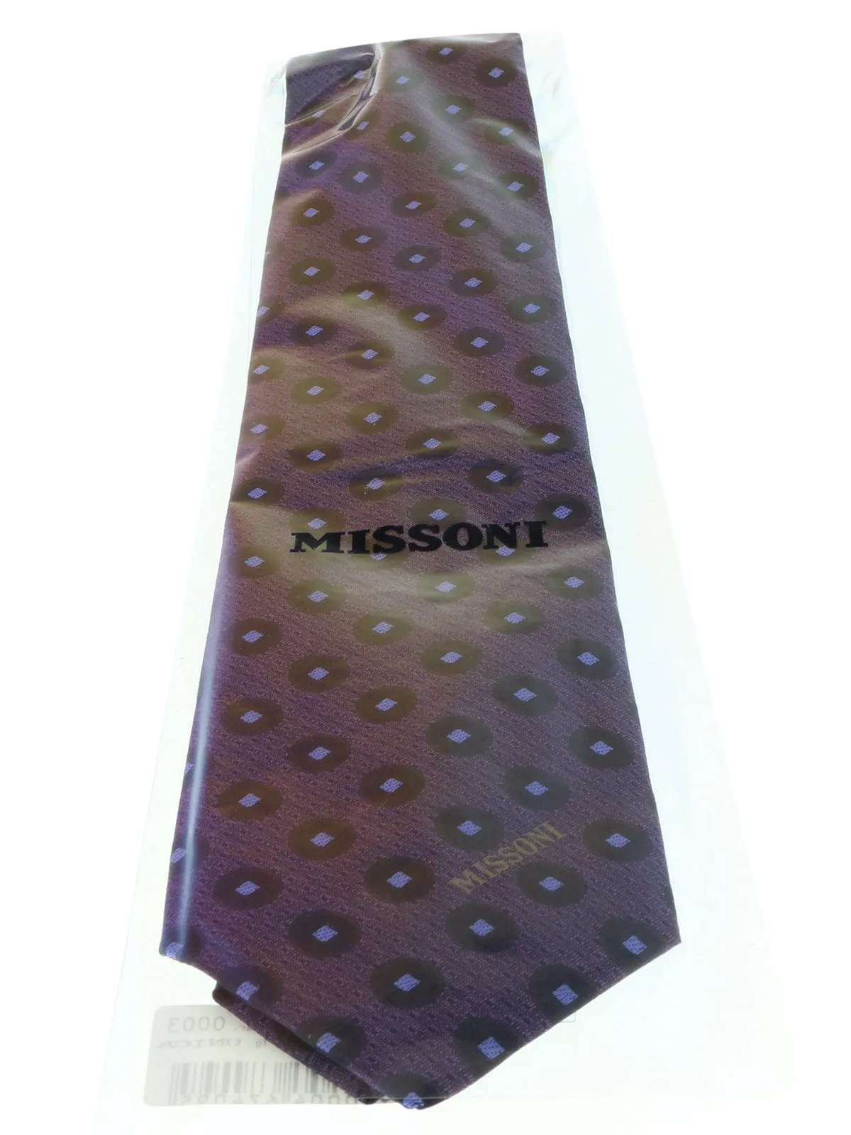 Missoni U5027 Purple/Blue Geometric Pure Silk Tie
