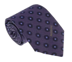 Missoni U5027 Purple/Blue Geometric Pure Silk Tie