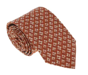 Missoni U5095 Orange/White Geometric Pure Silk Tie