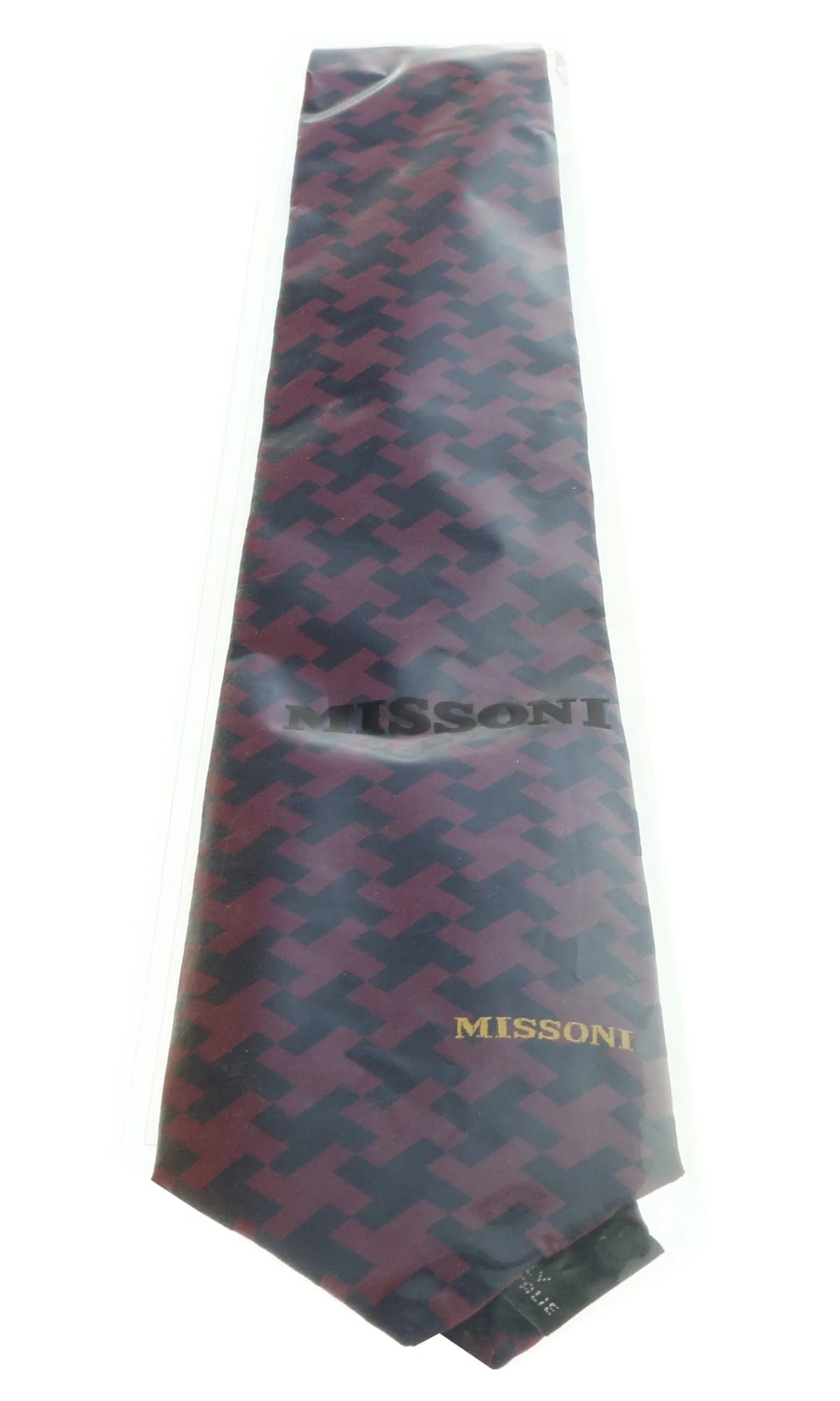 Missoni U5575 Maroon/Black Geometric Pure Silk Tie