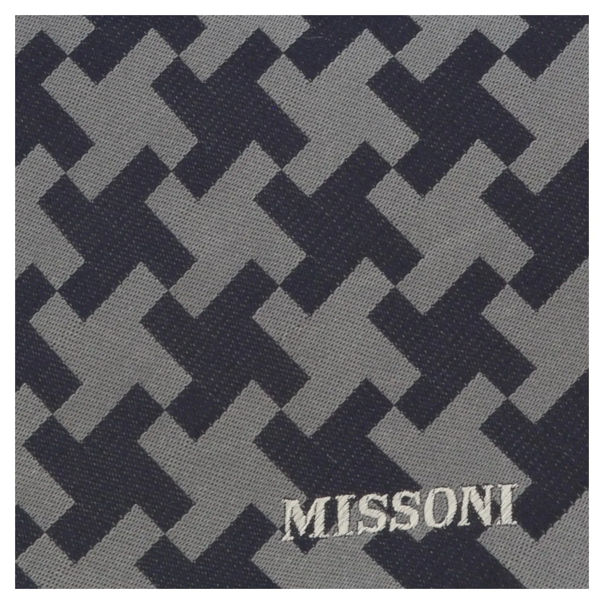 Missoni U5575 Silver/Navy Geometric Pure Silk Tie