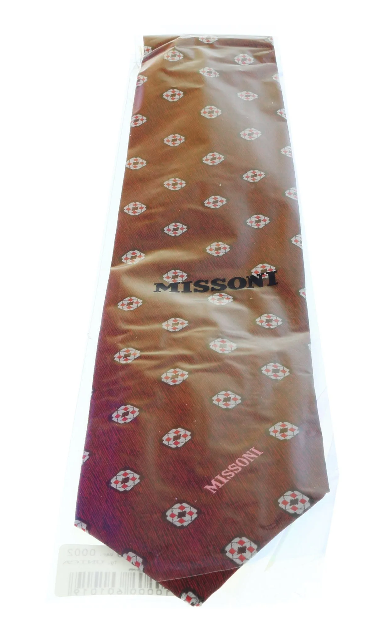 Missoni U5576 Red/Silver Geometric Pure Silk Tie