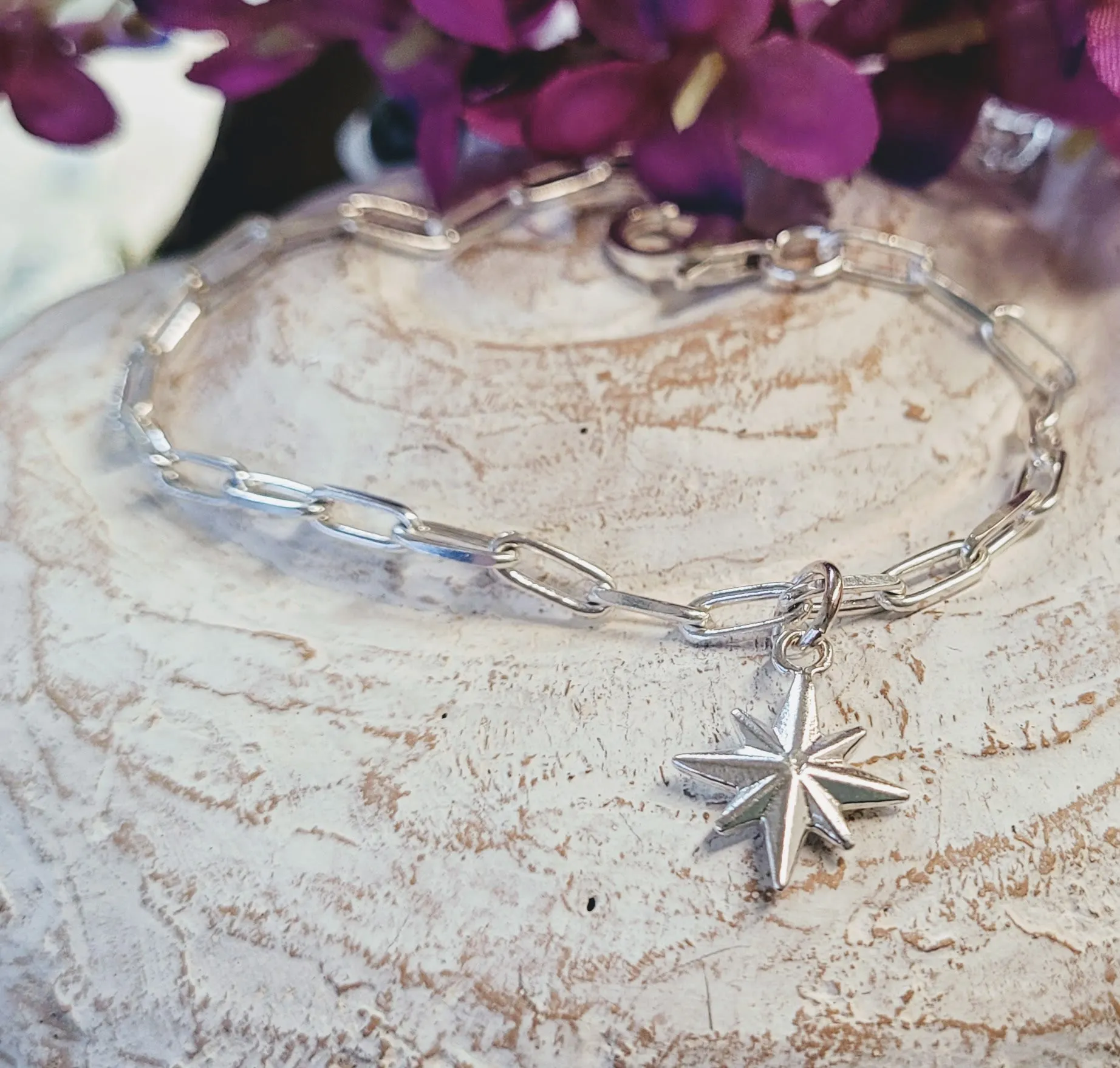 North Star Long Link Charm Bracelet