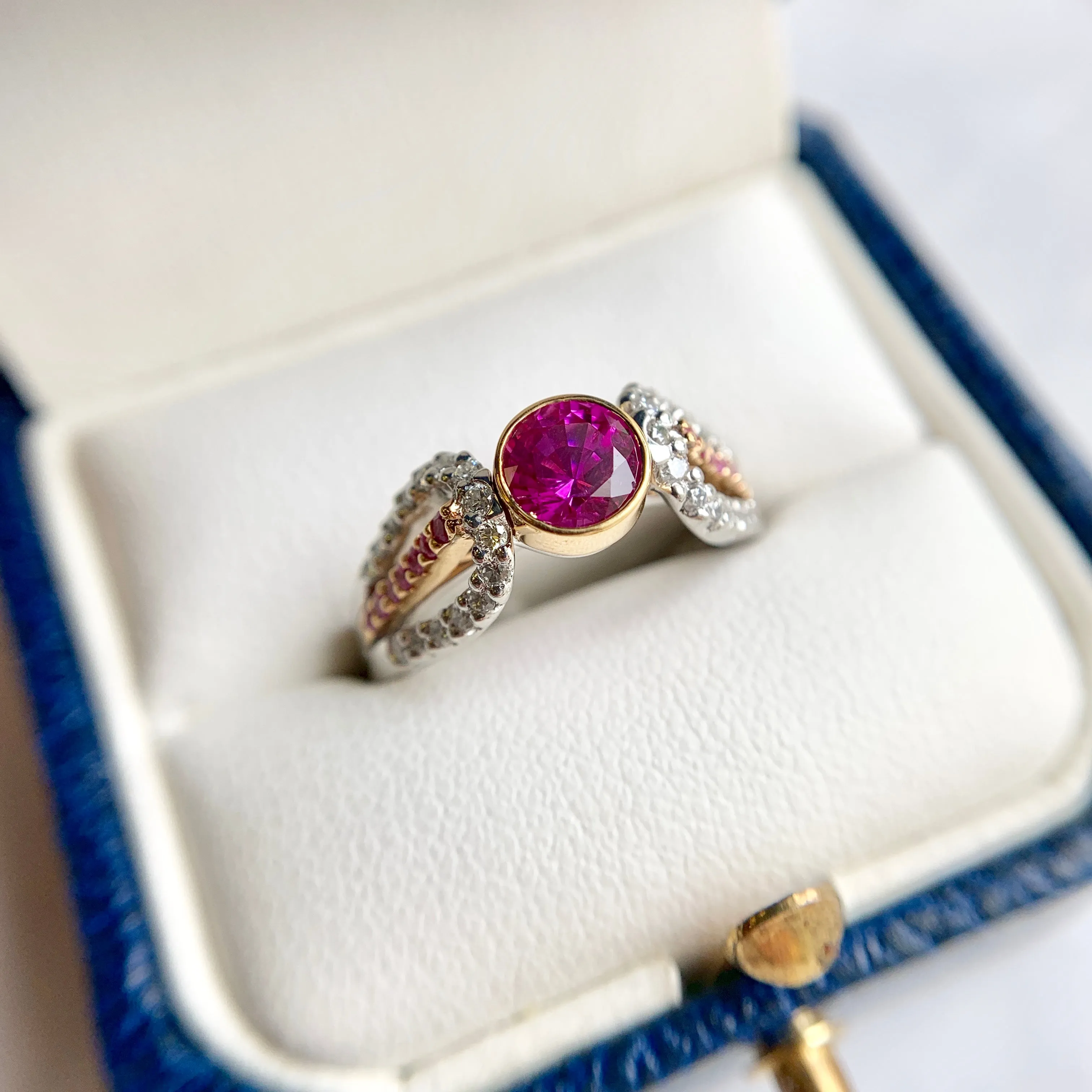 Pink Sapphire & Diamond Ring