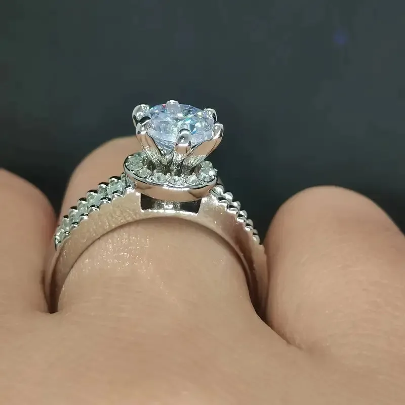 Shimmering Gemstone Halo Promise Ring for Engagement and Wedding, Perfect Gift for Your Love