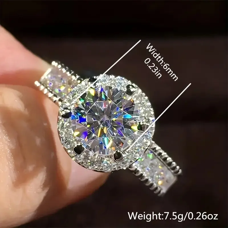 Shimmering Gemstone Halo Promise Ring for Engagement and Wedding, Perfect Gift for Your Love