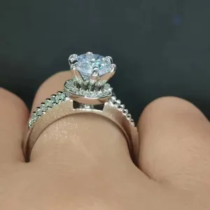 Shimmering Gemstone Halo Promise Ring for Engagement and Wedding, Perfect Gift for Your Love