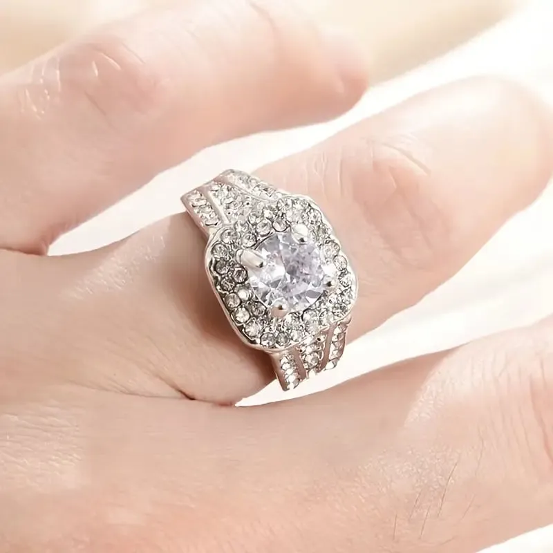 Sparkling Classically Simple Synthetic Gemstone Ring