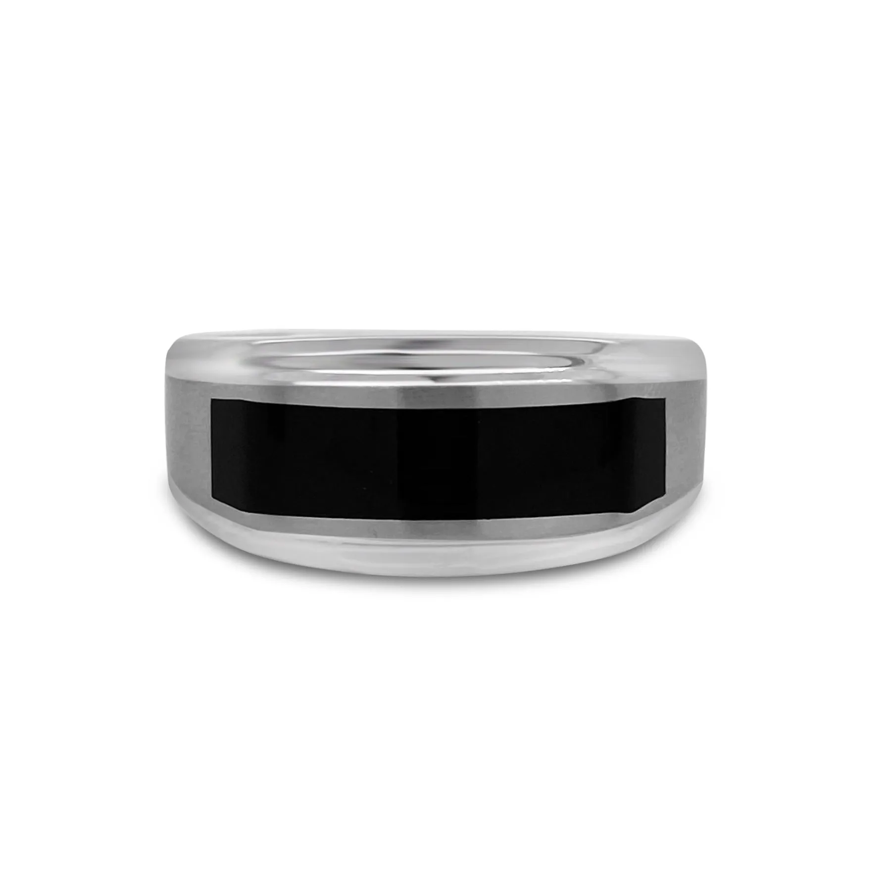 Stainless Steel & Black Enamel Ring