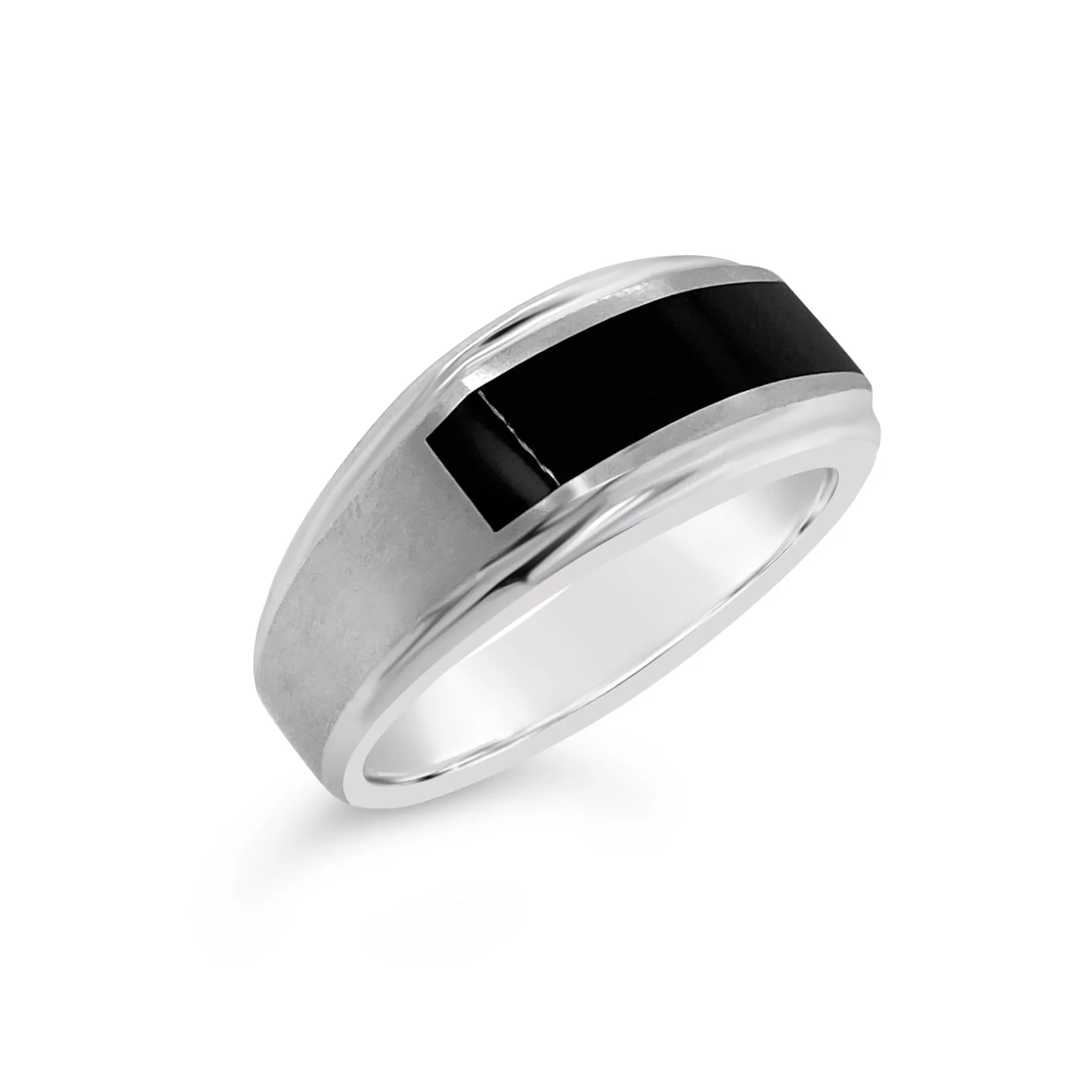 Stainless Steel & Black Enamel Ring