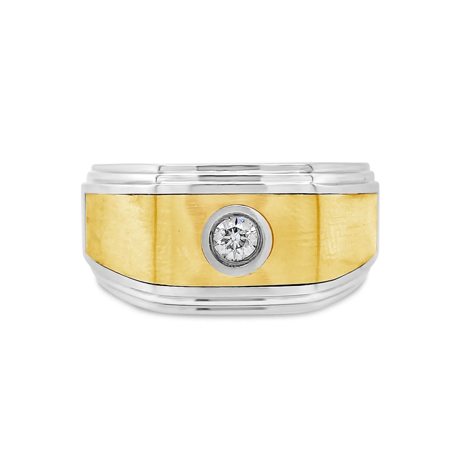 Stainless Steel & Yellow Gold Diamond Ring