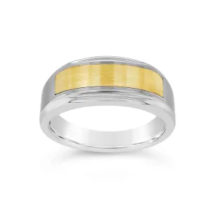 Stainless Steel & Yellow Gold Inlay Ring
