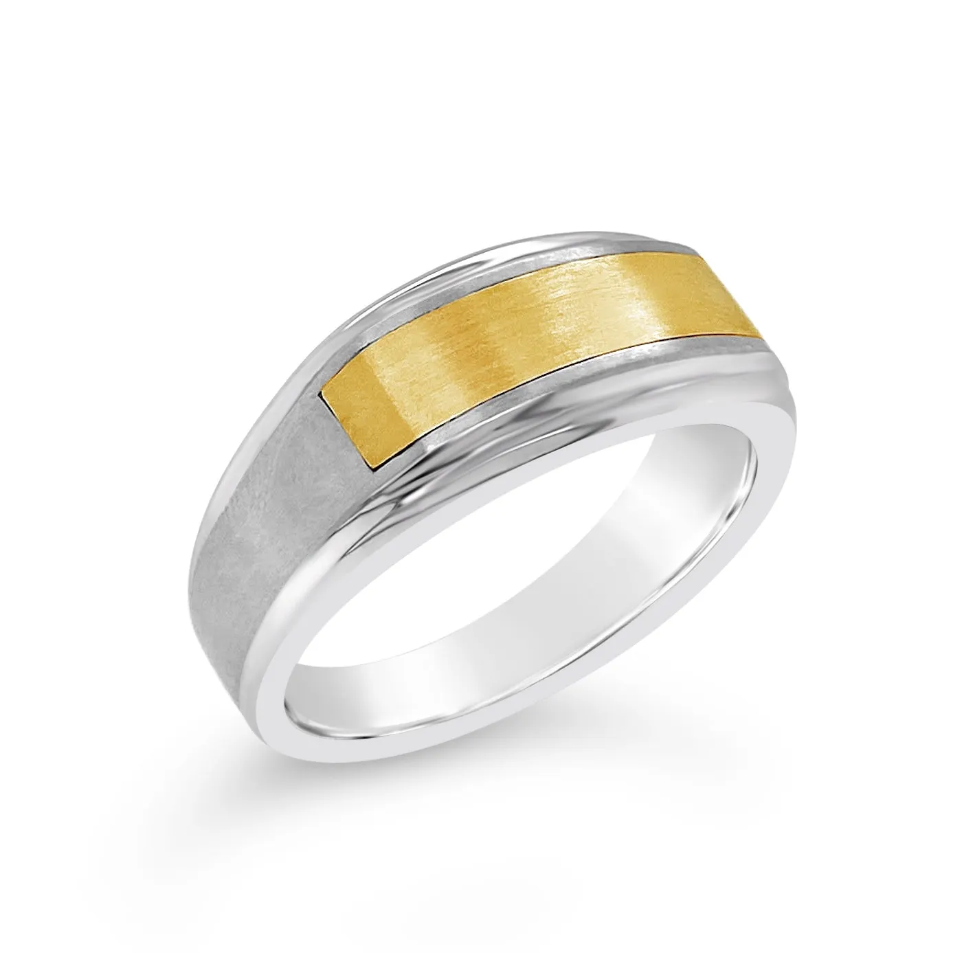 Stainless Steel & Yellow Gold Inlay Ring