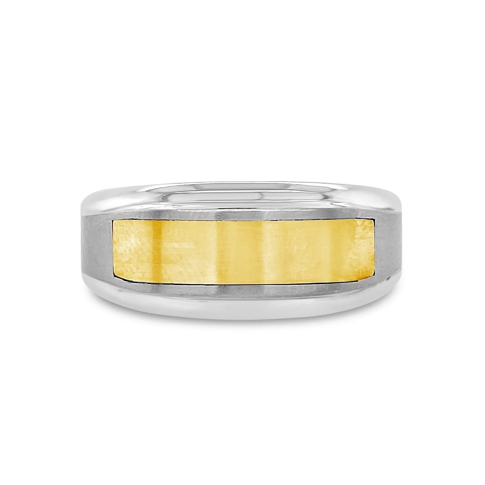 Stainless Steel & Yellow Gold Inlay Ring