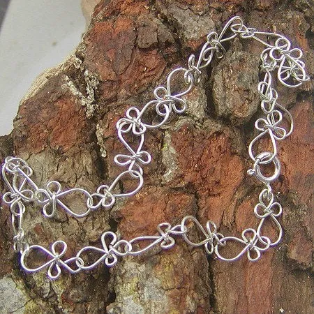 Sterling Silver Ankh-Link Ankle Bracelet