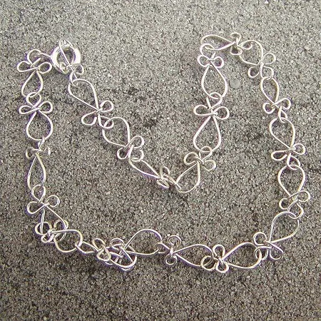 Sterling Silver Ankh-Link Ankle Bracelet