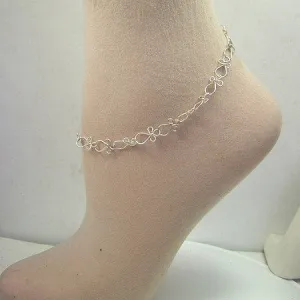 Sterling Silver Ankh-Link Ankle Bracelet