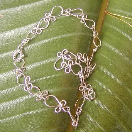 Sterling Silver Ankh-Link Ankle Bracelet