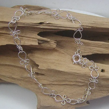 Sterling Silver Ankh-Link Ankle Bracelet
