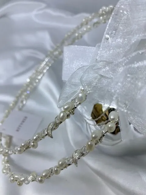 Wedding Crowns (Stefana) - Pearl & Silver Leaf
